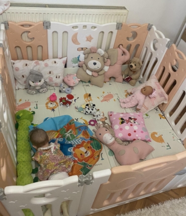 Sklopiva ogradica Sovica - Roze/Kajsija + bela